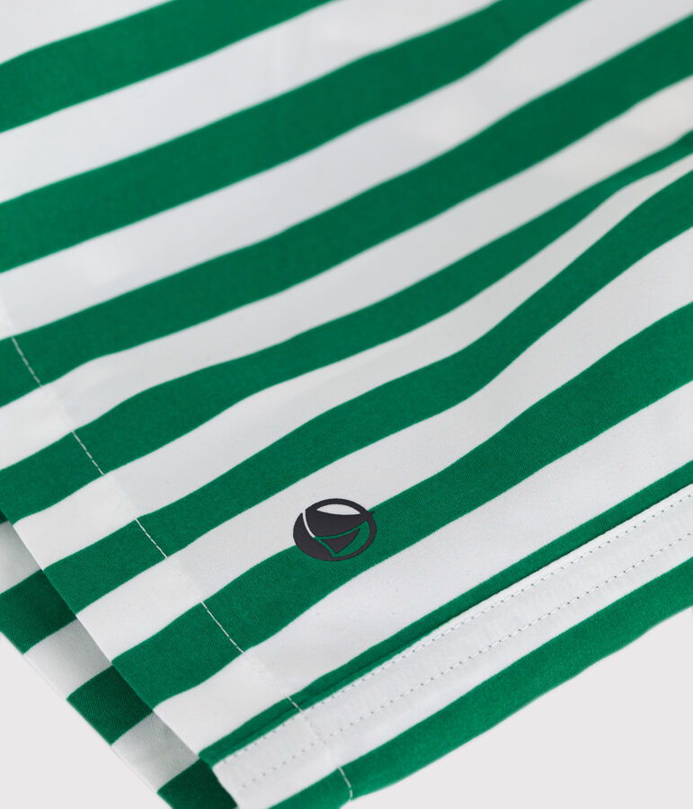 Ba&ntilde;ador infantil a rayas blanco/verde