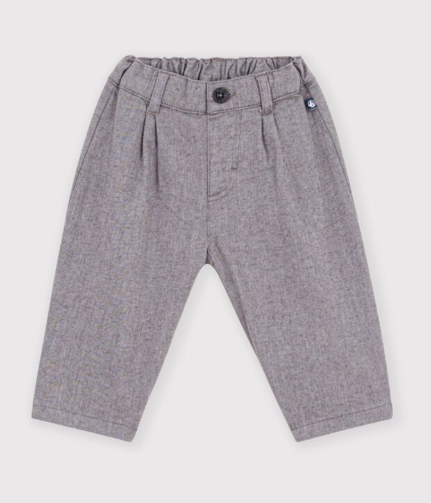 Pantal&oacute;n liso de franela para beb&eacute; gris