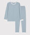 Pijama de algodón milrayas para niño/niña azul ROVER/blanco MARSHMALLOW