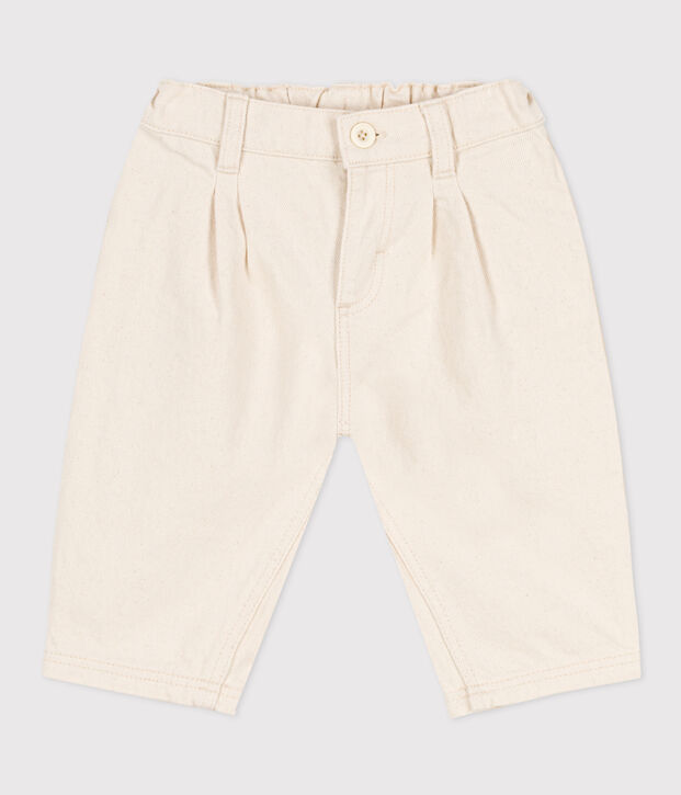 Pantal&oacute;n de tejido vaquero para beb&eacute; beige