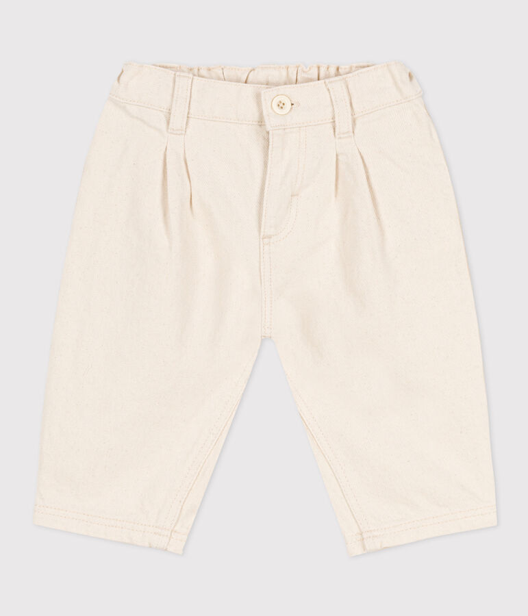 Pantal&oacute;n de tejido vaquero para beb&eacute; beige