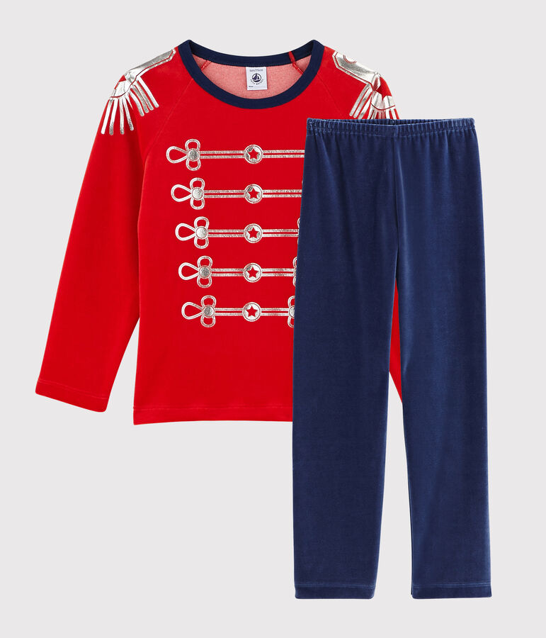 Pijama de disfraz de terciopelo para ni&ntilde;o peque&ntilde;o azul MEDIEVAL/rojo FROUFROU