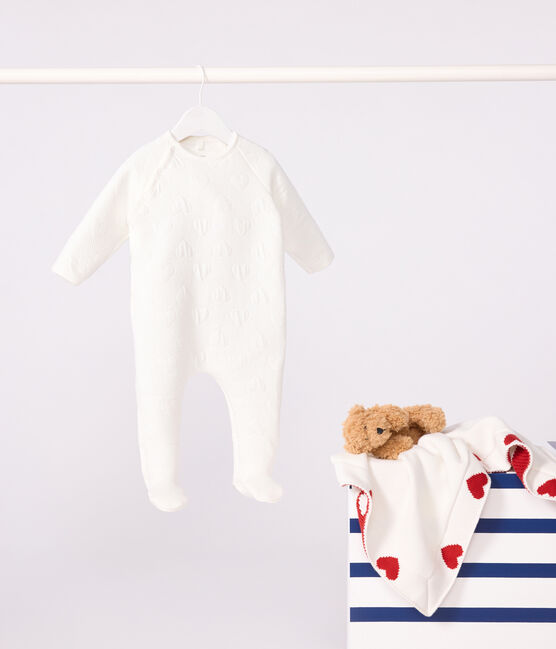 Pijama túbico con formas de corazones para bebé blanco MARSHMALLOW