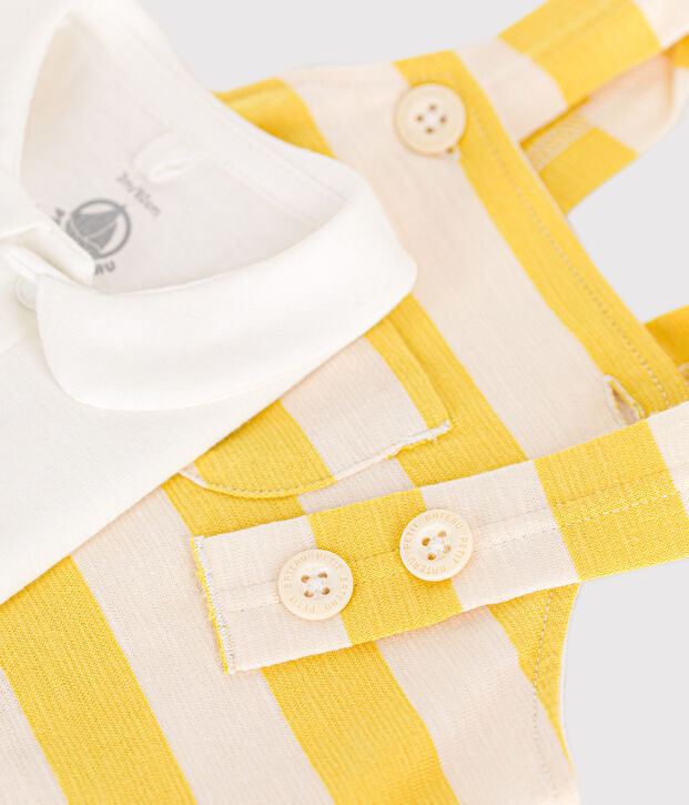 Conjunto de peto de jersey flameado para beb&eacute; amarillo/crudo