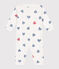 Pijama sin pies de algodón con cuello con corazón a rayas para bebé blanco MARSHMALLOW/blanco MULTICO