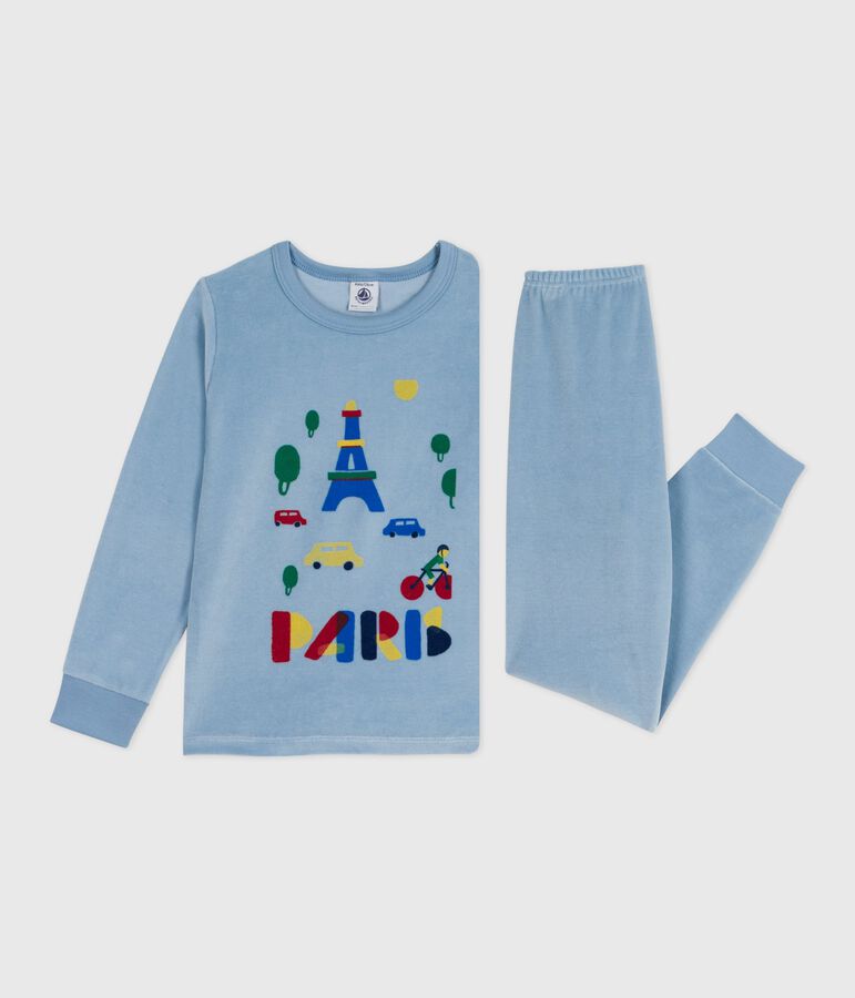 Pijama infantil de terciopelo azul