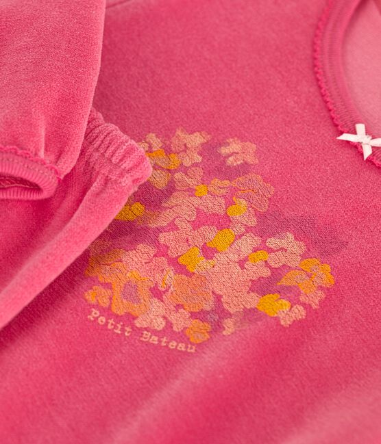 Pijama infantil de terciopelo rosa PEONIA