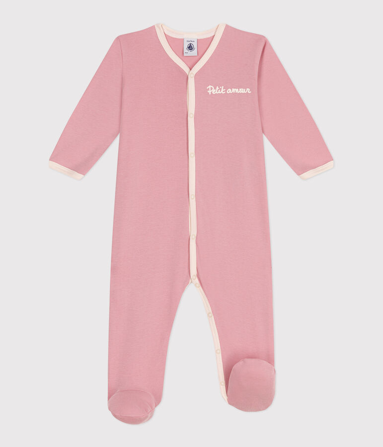 Pijama de algod&oacute;n liso para beb&eacute; rosa CHARME