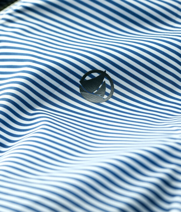 Cortavientos de poliamida reciclada de beb&eacute; azul/blanco