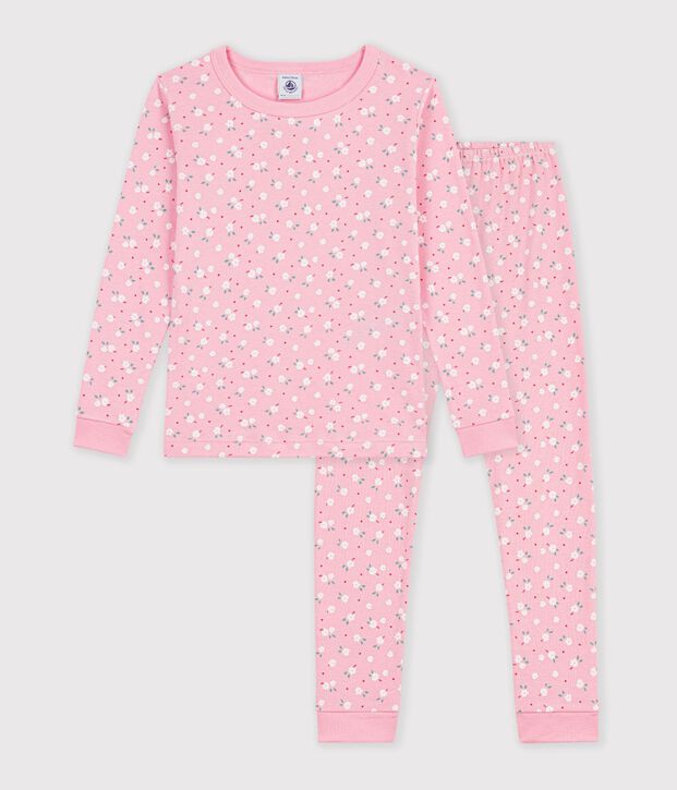 Pijama infantil muy ajustado de algod&oacute;n con estampado rosa/multicolor