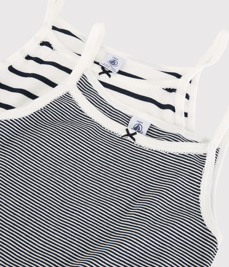 Juego de 2 camisas de tirantes a rayas de ni&ntilde;a de algod&oacute;n org&aacute;nico multicolor