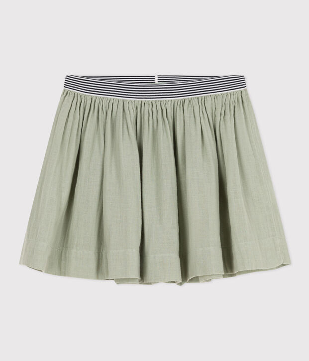 Falda de gasa de algod&oacute;n para ni&ntilde;a verde