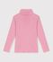 Camiseta infantil lisa de cuello alto de algod&oacute;n rosa
