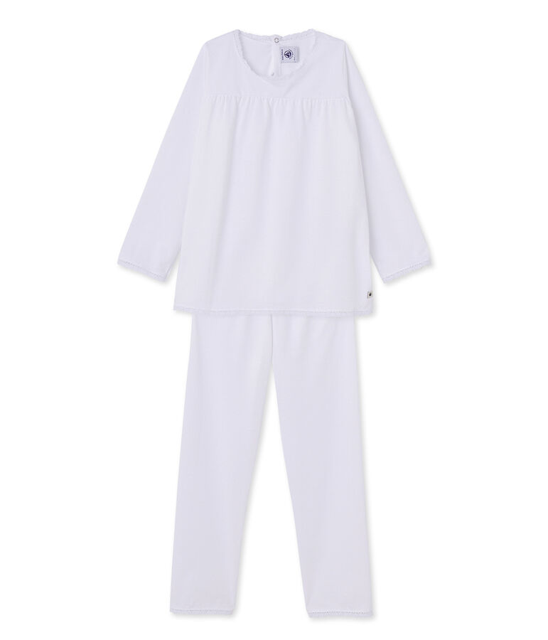 Pijama de lunares para ni&ntilde;a blanco