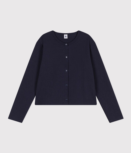 Cárdigan de algodón con botones de presión para mujer azul SMOKING