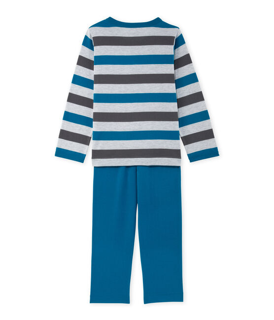 Pijama en jersey rayado para niño gris POUSSIERE/gris MAKI/ POUSSIERE