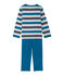 Pijama en jersey rayado para niño gris POUSSIERE/gris MAKI/ POUSSIERE