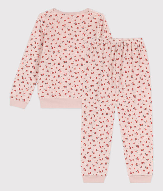 Pijama de terciopelo con flor para niña rosa SALINE/blanco MULTICO