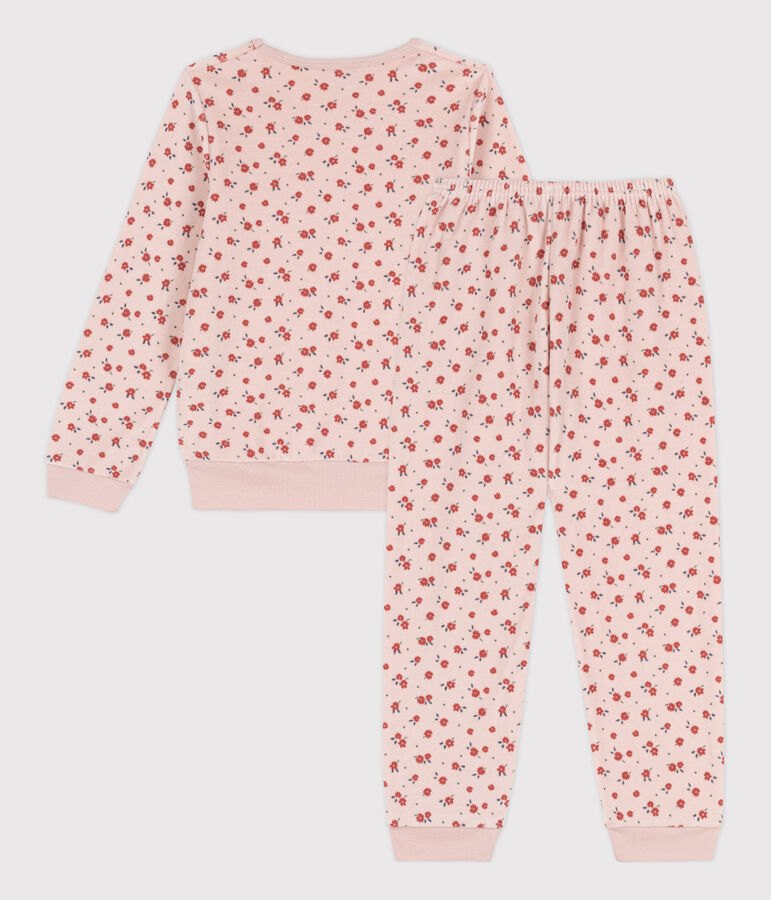 Pijama de terciopelo con flor para ni&ntilde;a rosa SALINE/blanco MULTICO