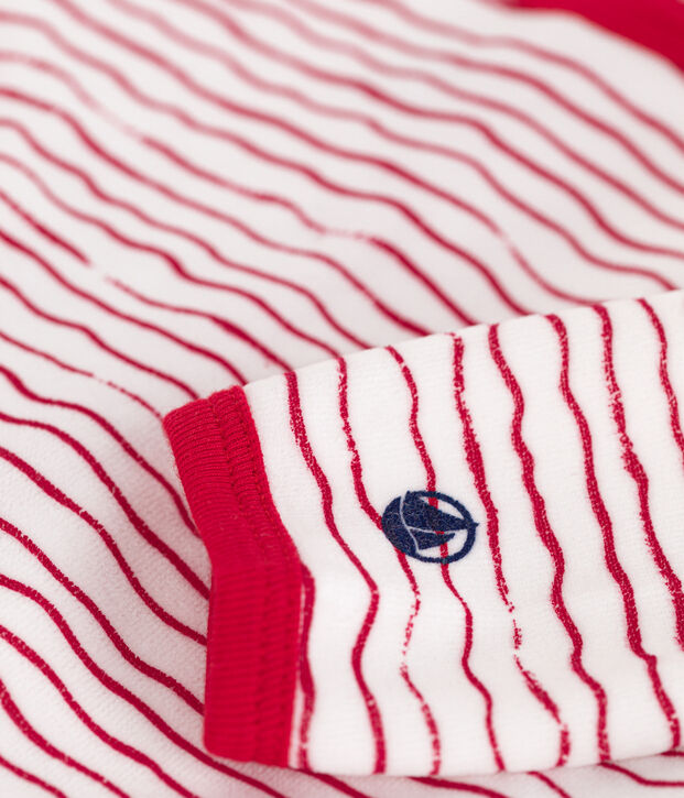 Pelele de terciopelo para beb&eacute; blanco/rojo