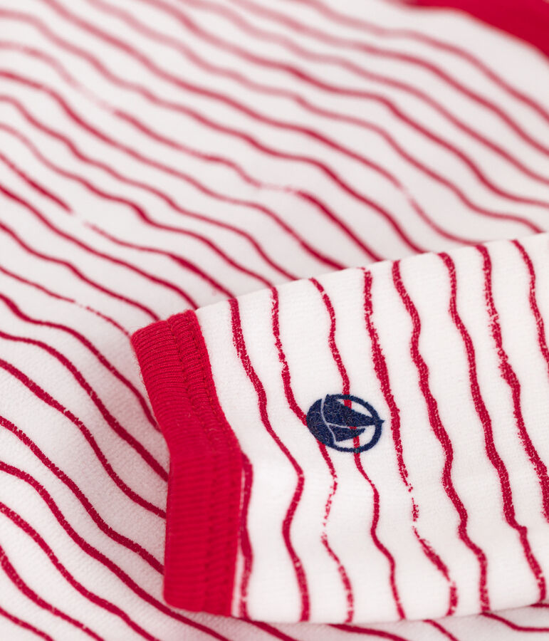 Pelele de terciopelo para beb&eacute; blanco/rojo