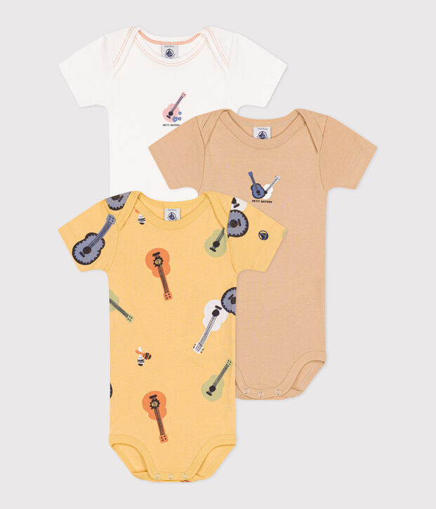 Juego de 3 bodis de algod&oacute;n de manga corta para beb&eacute; multicolor