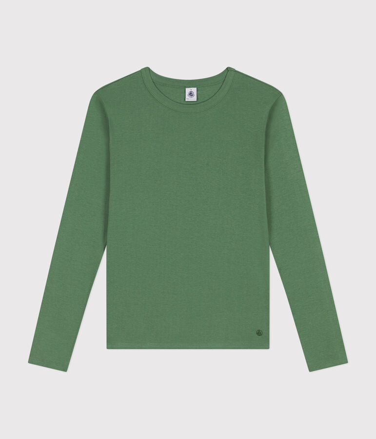 Camiseta L'ICONIQUE de algod&oacute;n con cuello redondo para mujer verde PALMERAIE