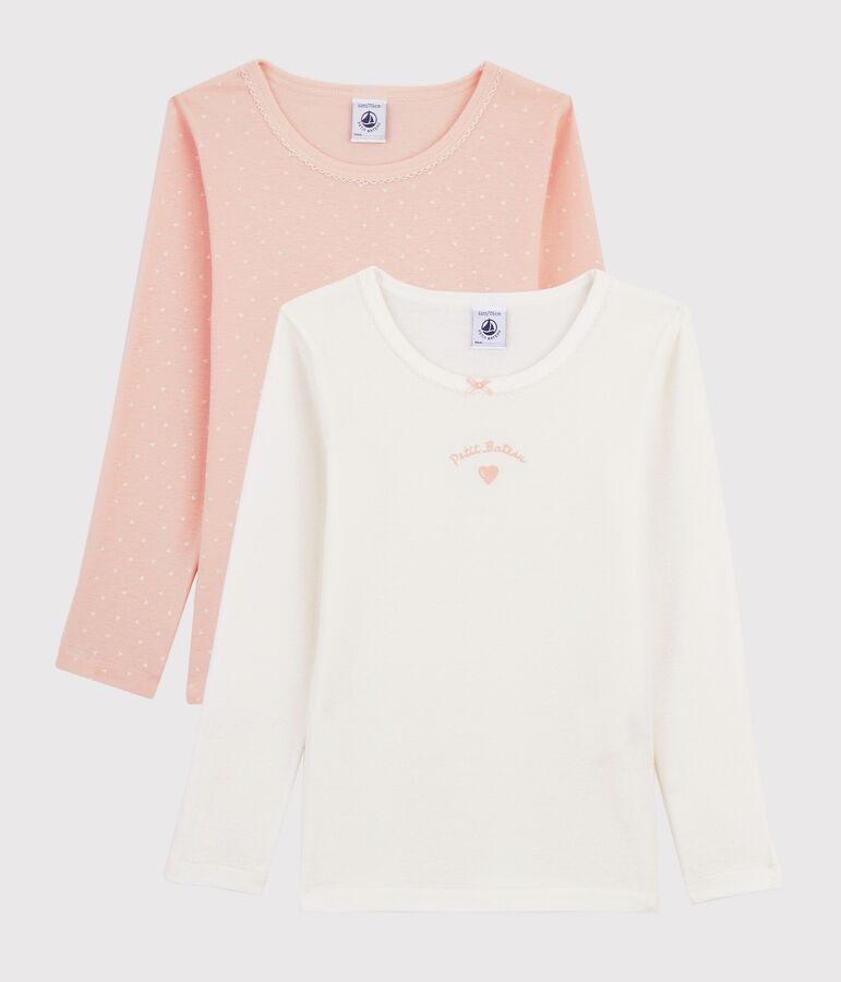 Juego de 2 camisetas de manga larga de ni&ntilde;a peque&ntilde;a multicolor