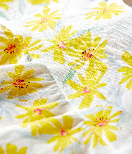 Blusa de lino para bebé niña blanco MARSHMALLOW/blanco MULTICO