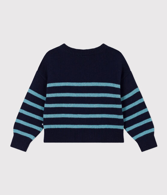 Jersey a rayas de lana y algodón de niña/niño SMOKING/ AZUL