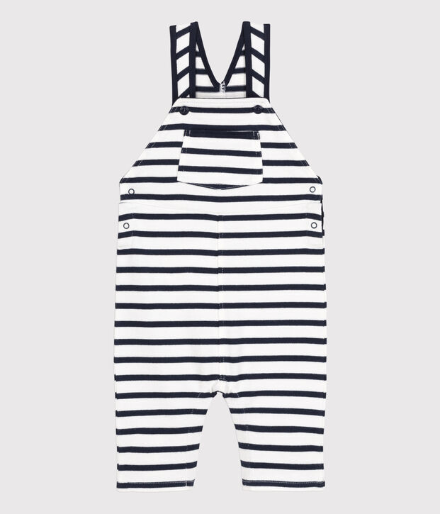 Peto de jersey grueso a rayas marineras de beb&eacute; blanco/azul