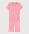 Pijama corto con estampado de flores de cerezo de niña de algodón rosa GRETEL/blanco MULTICO