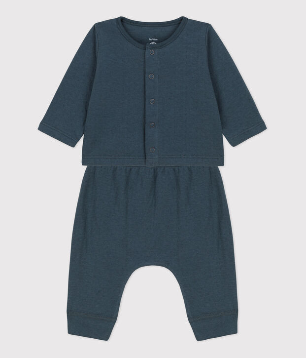 Conjunto liso de 2 piezas de tejido t&uacute;bico ecol&oacute;gico de beb&eacute; gris