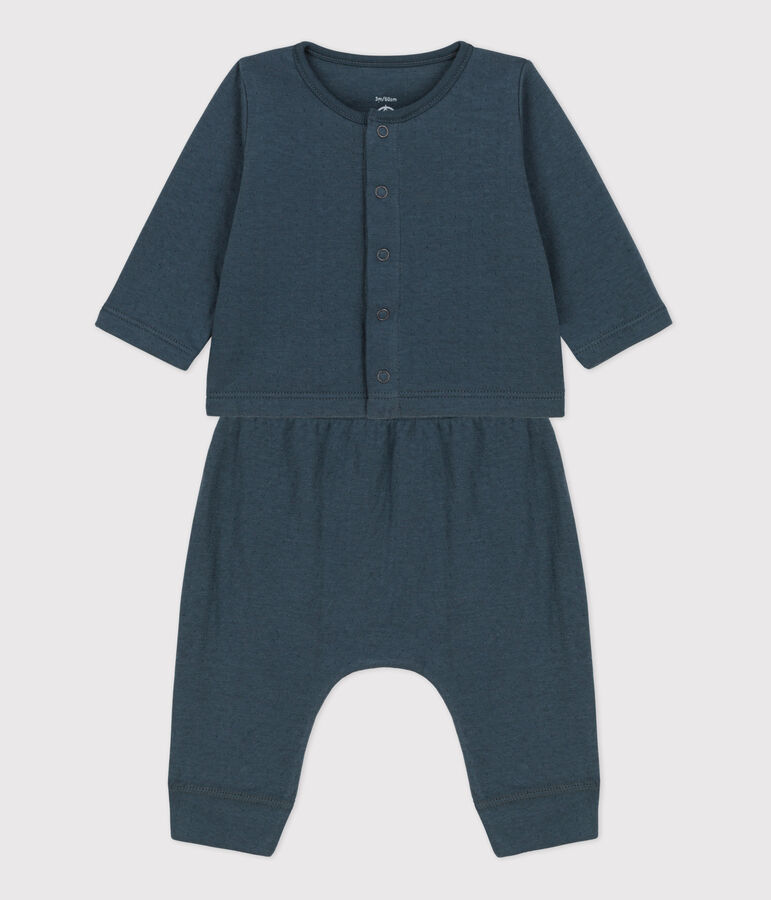 Conjunto liso de 2 piezas de tejido t&uacute;bico ecol&oacute;gico de beb&eacute; gris