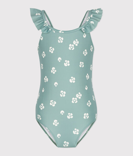 Bañador infantil con flores azul PAUL/blanco MARSHMALLOW