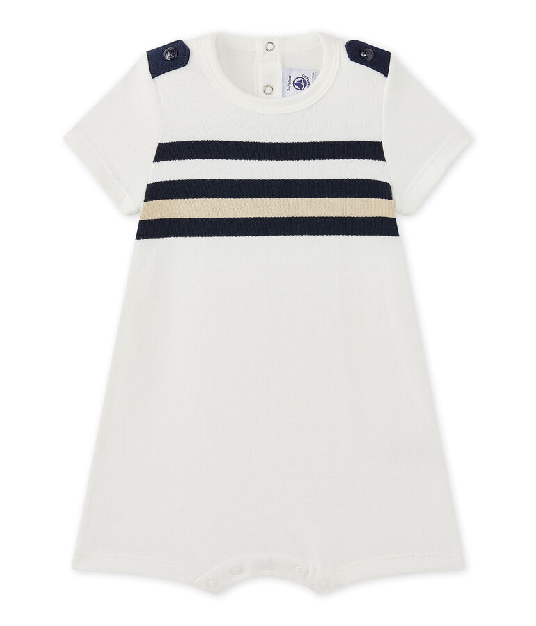 Pelele corto de beb&eacute; ni&ntilde;o de manga corta blanco MARSHMALLOW/blanco MULTICO