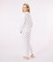 Pijama de algodón con estampado de corazones para mujer blanco MARSHMALLOW/blanco MULTICO