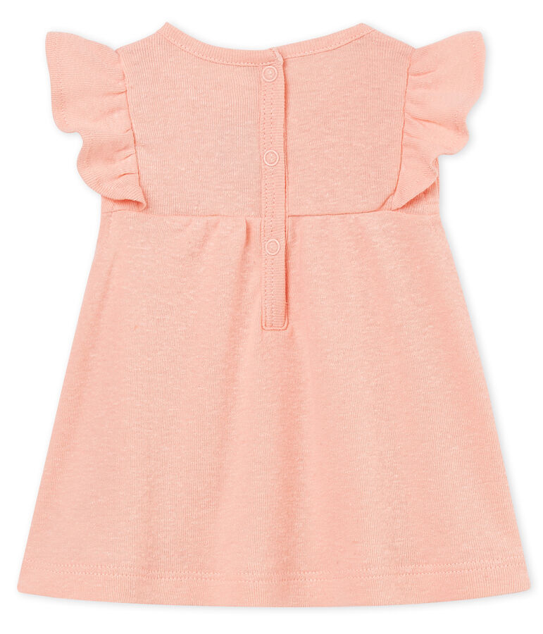 Blusa manga corta de algod&oacute;n/lino para beb&eacute; ni&ntilde;a rosa