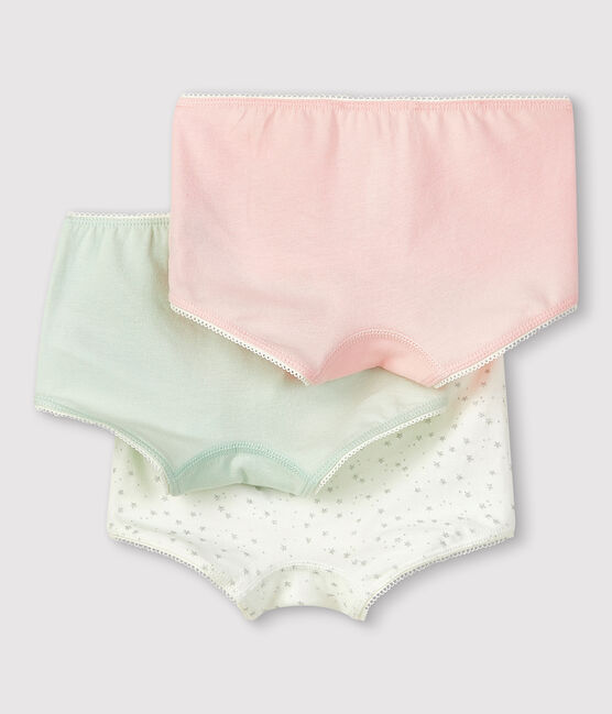 Juego de 3 culottes con estampado de purpurina de niña de algodón orgánico y elastano variante 1
