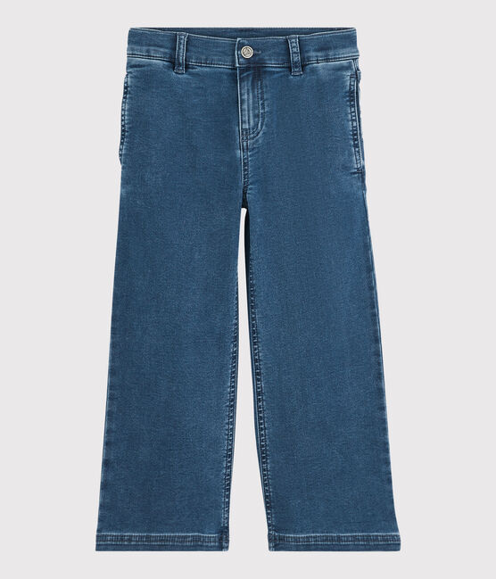 Pantalón de campana de tejido vaquero ecológico de niña azul DENIM BLEU DELAVE