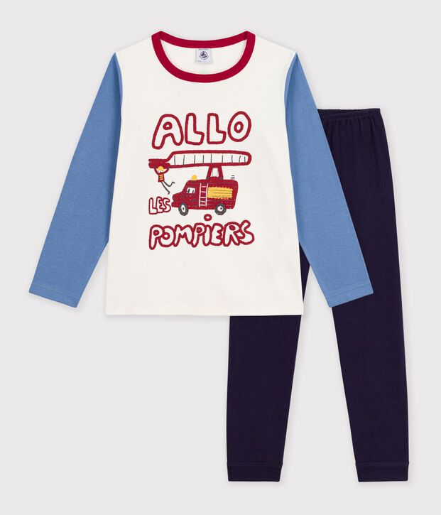 Pijama infantil de algod&oacute;n con estampado de bombero azul/multicolor