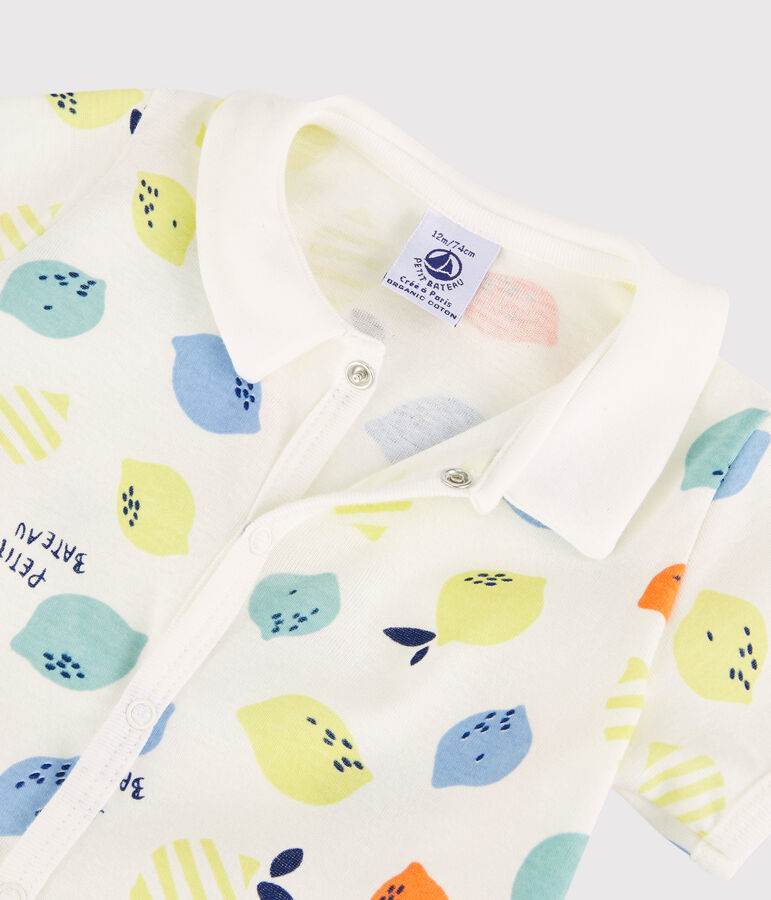 Mono corto de lim&oacute;n de beb&eacute; de algod&oacute;n biol&oacute;gico blanco/multicolor