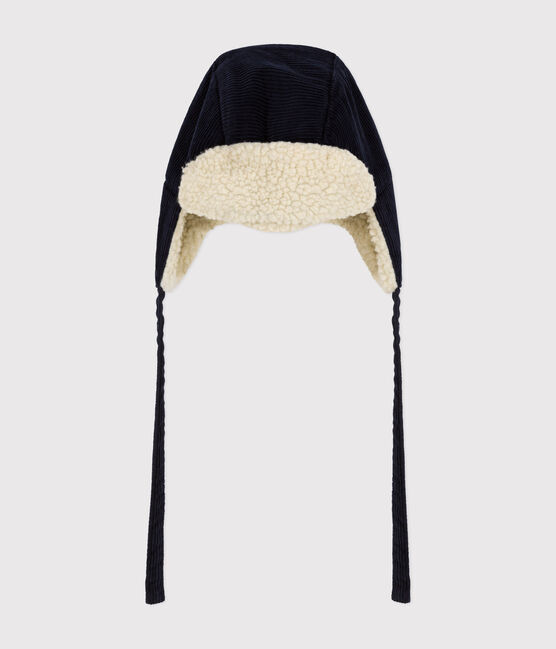 Gorro «chapka» de terciopelo y borreguito para bebé azul SMOKING