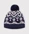 Gorro jacquard de lana y algod&oacute;n con forro polar para beb&eacute; azul/crudo/rojo