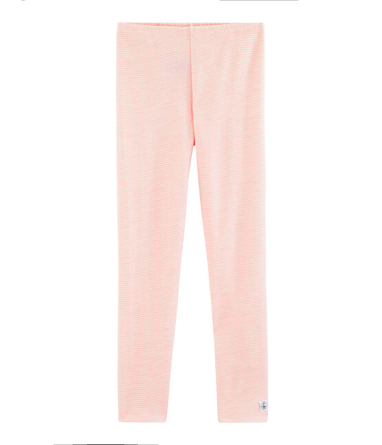 Leggings infantiles de lana y algodón rosa CHARME/blanco MARSHMALLOW