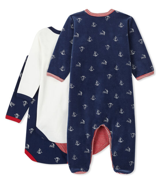 Conjunto para bebé niño con pijama de terciopelo y bodis de manga larga de punto variante 1