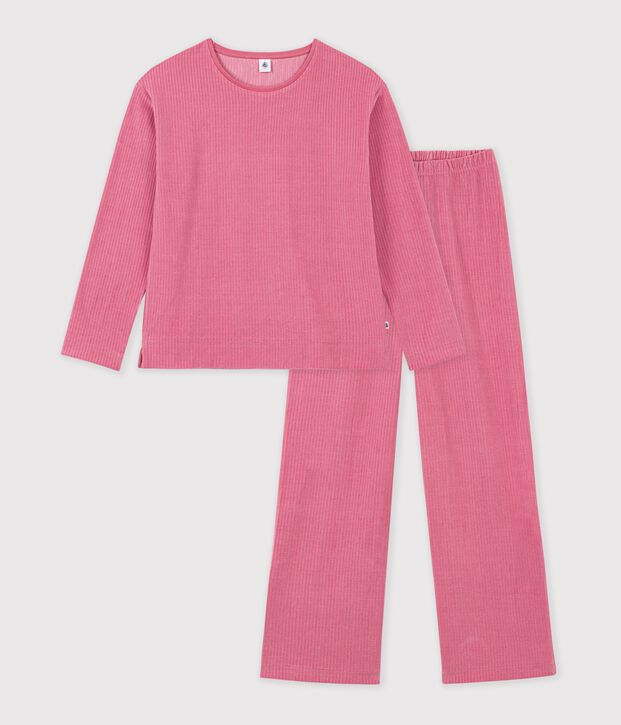 Pijama de terciopelo liso para mujer rosa