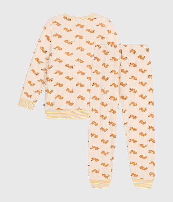 Pijama infantil de tejido de rizo cepillado con estampado de ardilla blanco AVALANCHE/ MULTICO