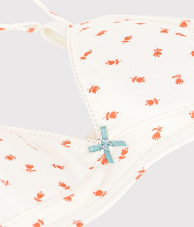 Sujetador de algod&oacute;n y elastano con relleno y flor para ni&ntilde;a blanco/multicolor