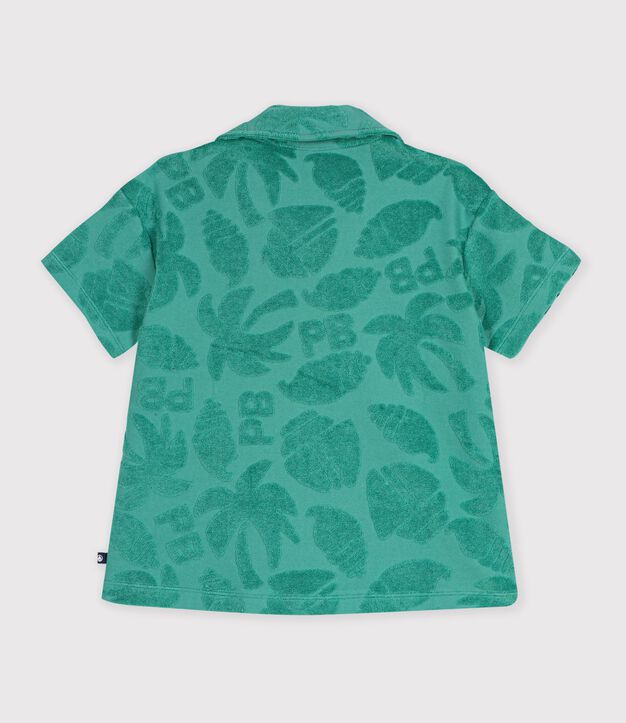 Camisa infantil de algod&oacute;n de manga corta verde